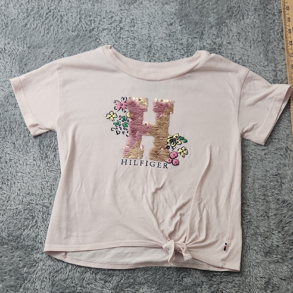 Tommy Hilfiger Light Pink Kids T-Shirt with Floral 'H'
